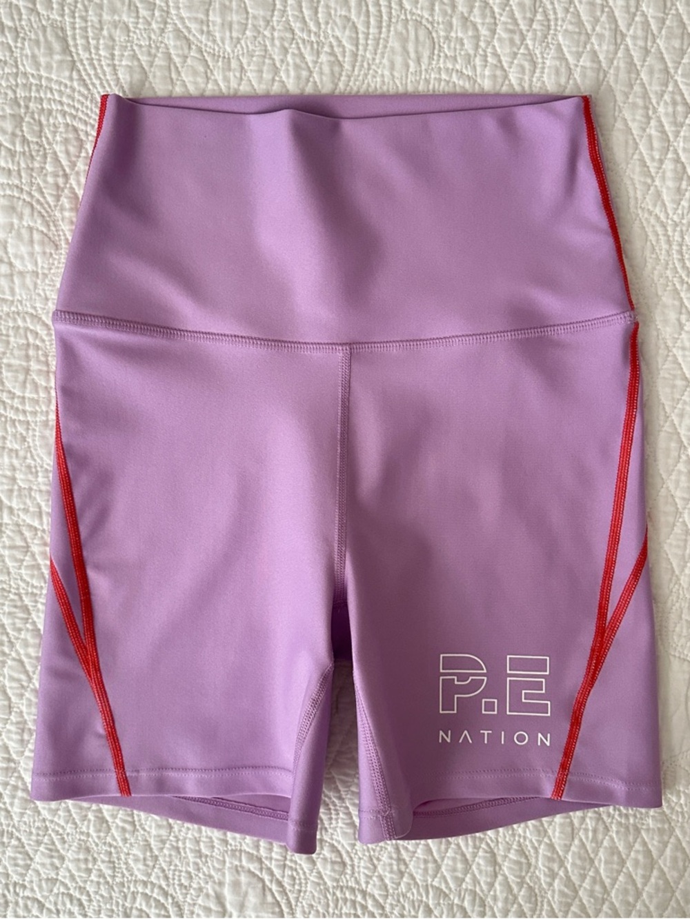P.E Nation Lavender 5” Bike Shorts with Red Contrast Trim